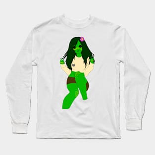 Sitting Cactus Girl Long Sleeve T-Shirt